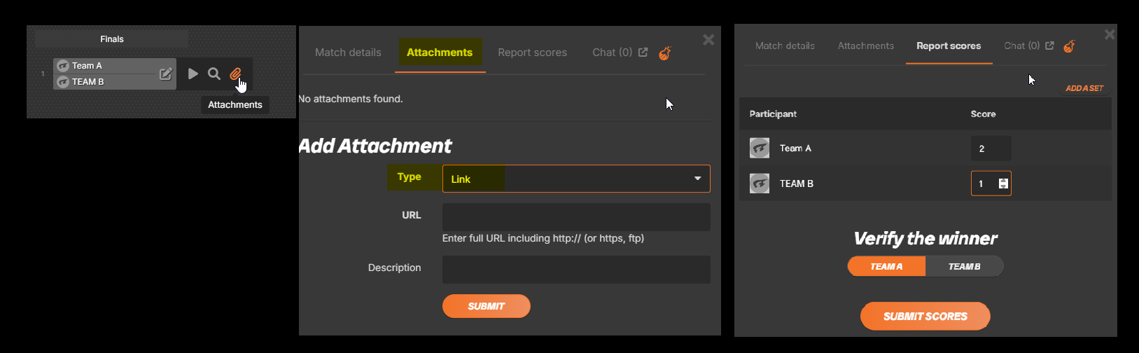 Attach link and Update Score