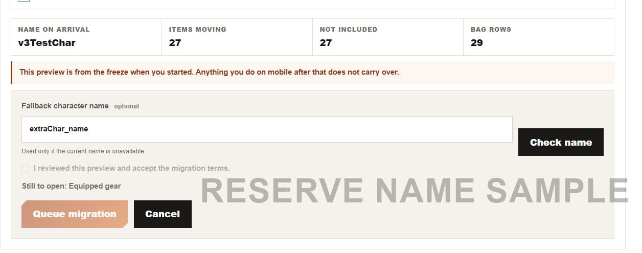 Character Name Reservation